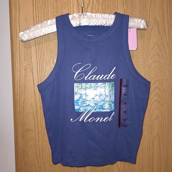 NEW Women's Claude Monet Graphic Tank Top - Navy Blue XS - Picture 4 of 8